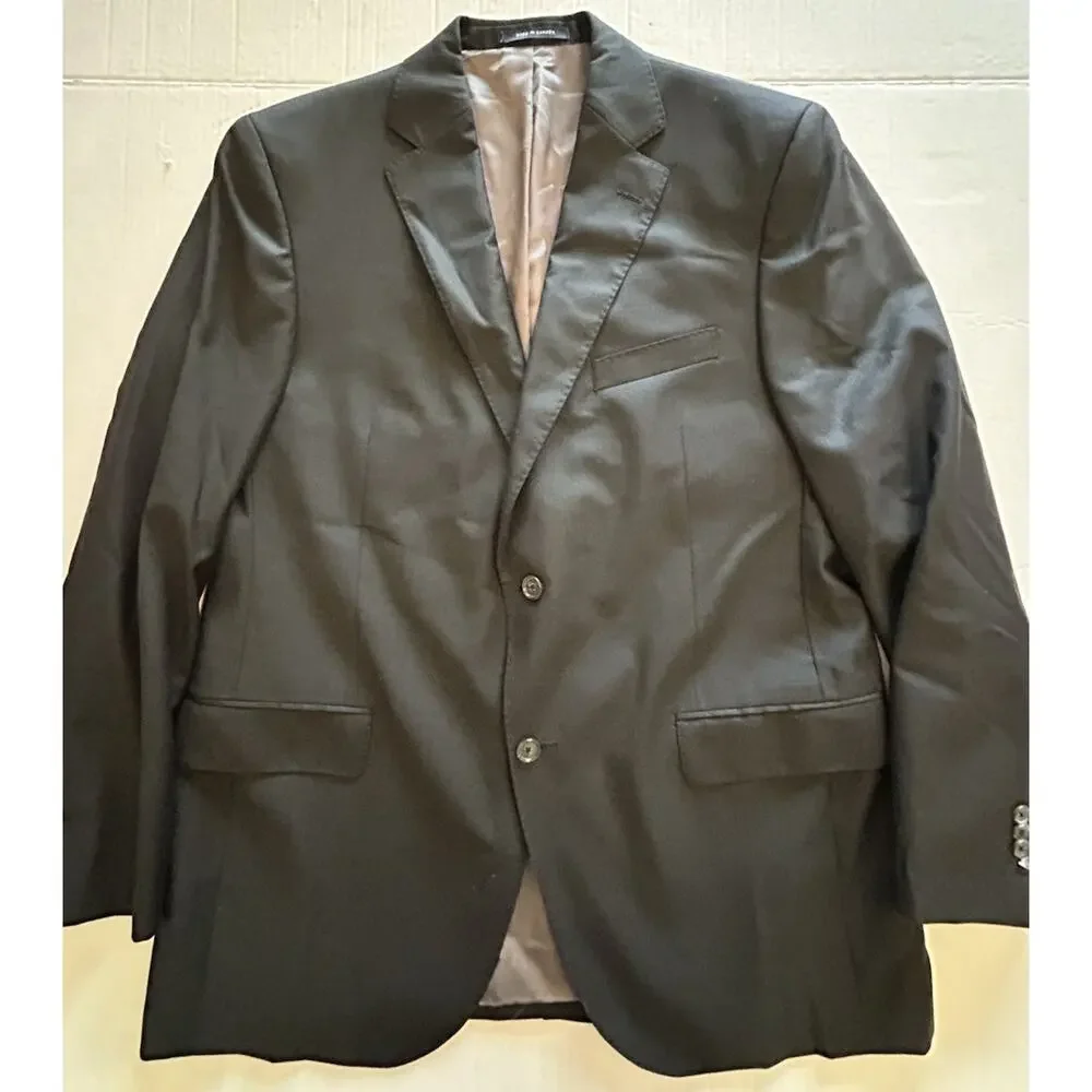 Cremieux Loro Piana Super 130s Wool Blazer Mens Sz 43R Black Solid Sports Coat